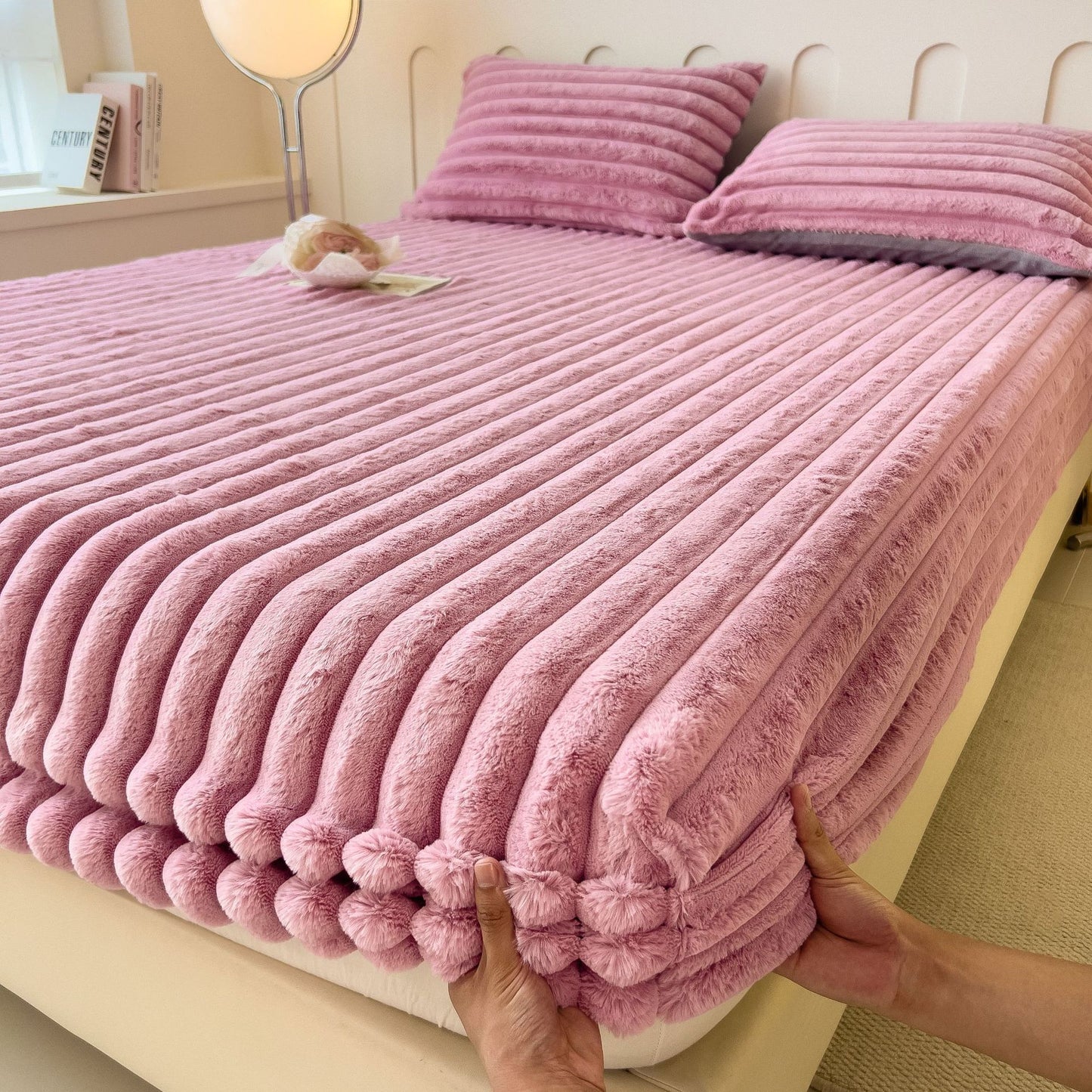 Suitable for Fall Winter and Spring Dehaired Angora Fitted Bed Sheet