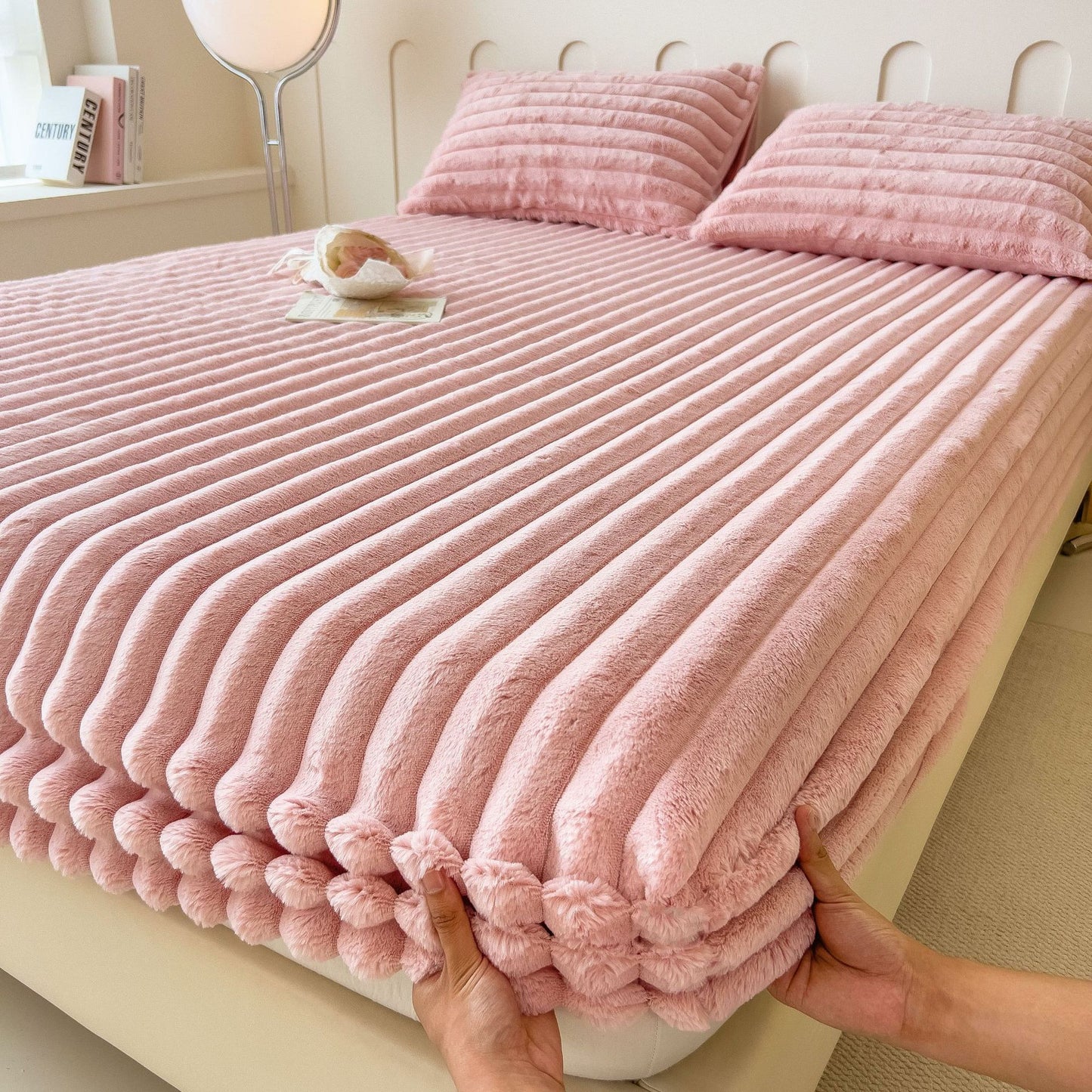 Suitable for Fall Winter and Spring Dehaired Angora Fitted Bed Sheet